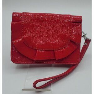 Baekgaard Purse Flirty Wristlet Fuschia Bright Pink Patent Ruffle Magnetic Clasp